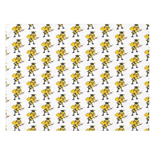 Happy cartoon bee graduation テーブルクロス (正面(横))