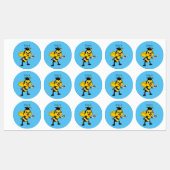 Happy cartoon bee graduation ラベル (シート)