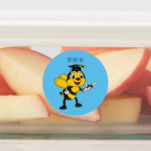 Happy cartoon bee graduation ラベル (貼付)
