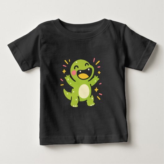 Happy Cartoon Dinosaur ベビーTシャツ (正面)