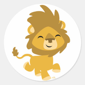 Happy Cartoon Lion丸ステッカー ラウンドシール