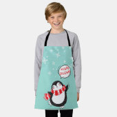 Happy Cartoon Penguin エプロン (着用した状態)