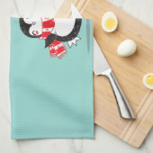 Happy Cartoon Penguin キッチンタオル (四つ折り)