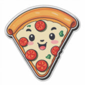 Happy Cartoon Pizza With Pepperoni シール (正面)