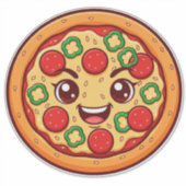 Happy Cartoon Pizza With Pepperoni シール (正面)