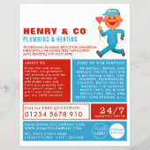 Happy Cartoon Plumber, Plumber, Plumbing Advert チラシ (正面)