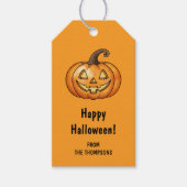 Happy Cartoon Pumpkin Orange Halloween ギフトタグ (正面)