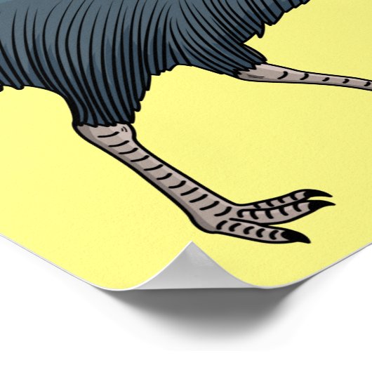 Happy cassowary bird cartoon illustration ポスター (角)