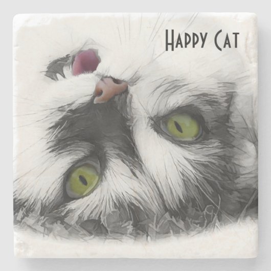 Happy Catのカスタマクールイズ ストーンコースター (正面)