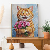 Happy Cat 与え's Bouquet Wall Artポスター ポスター