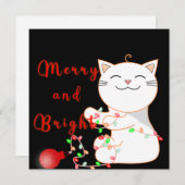 Happy Cat 遊 With LED Light |かわいいクリスマス シーズンカード (正面/裏面)