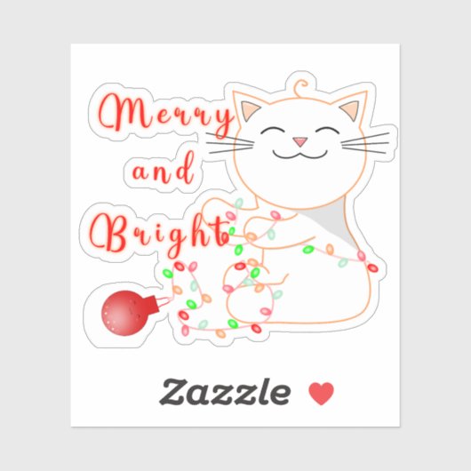 Happy Cat 遊 With LED Light |かわいいクリスマス シール (シート)