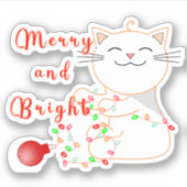 Happy Cat 遊 With LED Light |かわいいクリスマス シール (正面)