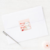 Happy Cat 遊 With LED Light |かわいいクリスマス スクエアシール (封筒)