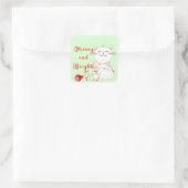 Happy Cat 遊 With LED Light |かわいいクリスマス スクエアシール (バッグ)