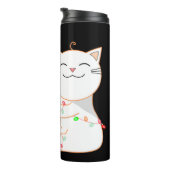 Happy Cat 遊 With LED Light |かわいいクリスマス タンブラー (回転右)