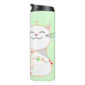 Happy Cat 遊 With LED Light |かわいいクリスマス タンブラー (回転右)