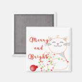 Happy Cat 遊 With LED Light |かわいいクリスマス マグネット (正面/裏面)