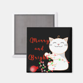 Happy Cat 遊 With LED Light |かわいいクリスマス マグネット (正面/裏面)