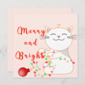 Happy Cat 遊 With LED Light |かわいいフラットカード (正面/裏面)