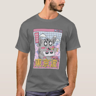 Happy Cat 食べ物's Sushi vaporwave美学アニメK Tシャツ