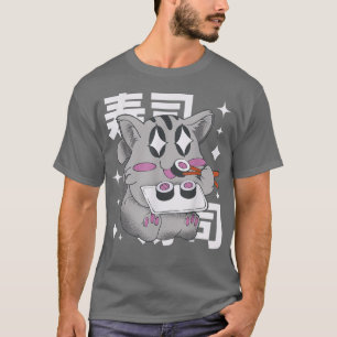 Happy Cat 食べ's Sushi Japanスタイルかわいいアニメス Tシャツ