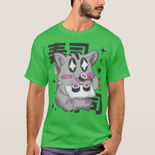 Happy Cat 食べ's Sushi Japanスタイルかわいいアニメス Tシャツ