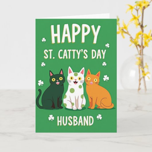 Happy Cat Day Husband Card カード (黄色い花)