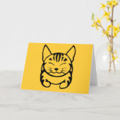 Happy Cat Greeting Card (black on yellow) カード (黄色い花)