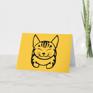 Happy Cat Greeting Card (black on yellow) カード