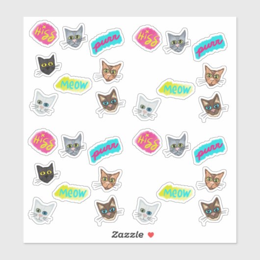 Happy Cat Heads Redux -文字 シール (シート)