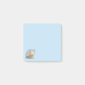 Happy Cat on top of a Book Stack Blue ポストイット (正面)