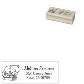 Happy Cat on top of Books Address ラバースタンプ (押印)