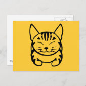 Happy Cat Post Card(黄色の黒) ポストカード (正面/裏面)
