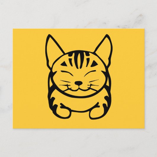 Happy Cat Post Card(黄色の黒) ポストカード (正面)