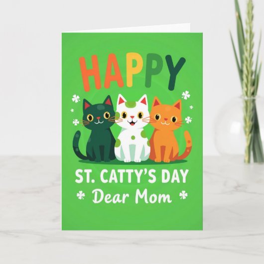 Happy Cat St Pattys Day Mom Card カード (正面)