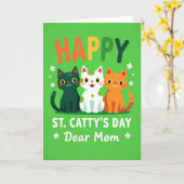 Happy Cat St Pattys Day Mom Card カード (黄色い花)
