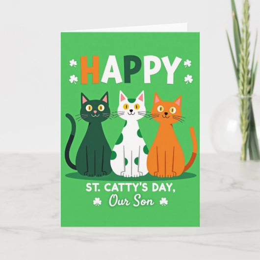 Happy Cat St Pattys Day Son Card カード (正面)