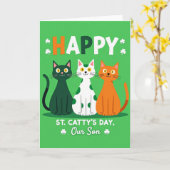 Happy Cat St Pattys Day Son Card カード (黄色い花)