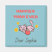 Happy Cat with Flowers マグネット (正面)