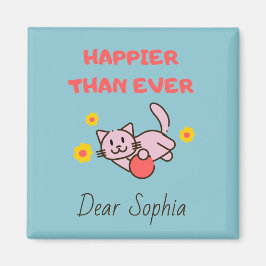 Happy Cat with Flowers マグネット