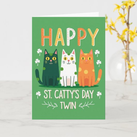 Happy Cats Glitter Texture Card カード (黄色い花)