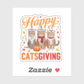 Happy Catsgiving Cats Halloween Thanksgiving Cat F シール (シート)