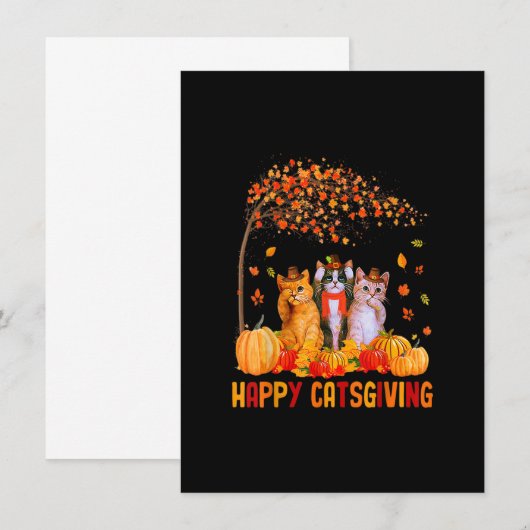 Happy Catsgiving Cute Thanksgiving Cat Lovers Cat  招待状 (正面/裏面)