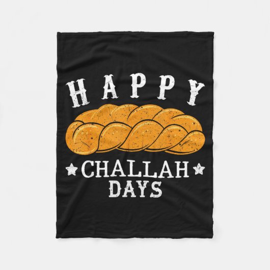 Happy Challah Days Funny Jewish Holiday Pun Humor  フリースブランケット (正面)