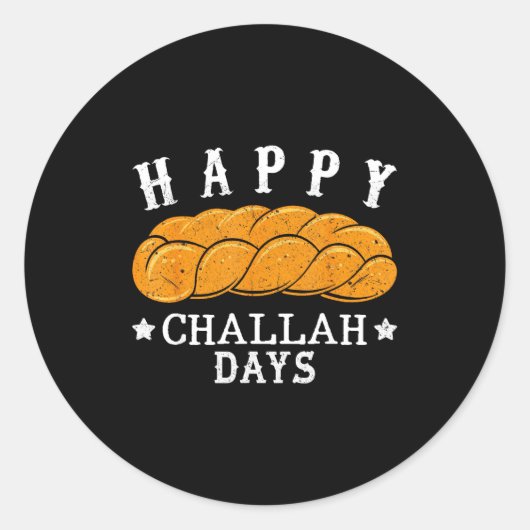 Happy Challah Days Funny Jewish Holiday Pun Humor  ラウンドシール (正面)