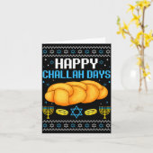 Happy Challah Days Ugly Christmas Hanukkah カード (黄色い花)