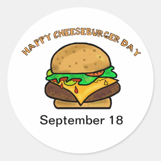 Happy Cheeseburger Dayスタンプ ラウンドシール (正面)