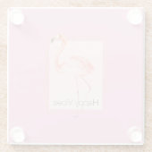 Happy Chic Pink Flamingo ガラスコースター (裏面)