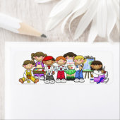 Happy Children Artistsのスケッチ絵画スタンプ ラベル (インサイチュ)